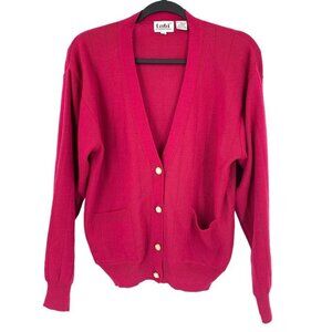 Tabi Womens Knit Cardigan Size S Pink Magenta Pockets V Neck Classic Grannycore